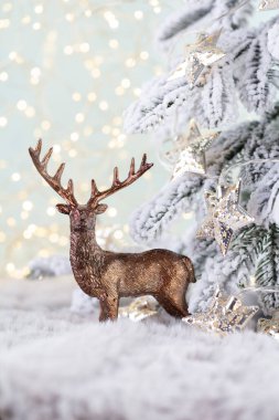 Noel ve yeni yıl rahat dekorasyonu, bokeh arkaplan.