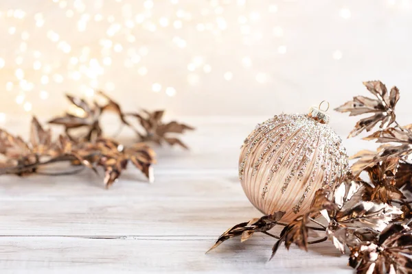 Golden Christmas Cozy Balls Bokeh — Stock Photo, Image