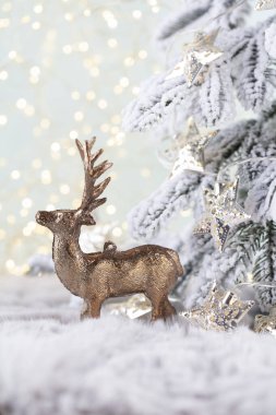 Noel ve yeni yıl rahat dekorasyonu, bokeh arkaplan.