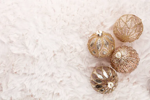 Golden Christmas Cozy Balls Wool Background — Stock Photo, Image