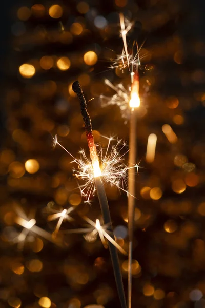 Christmas Sparkler Lights Black Background — Stock Photo, Image