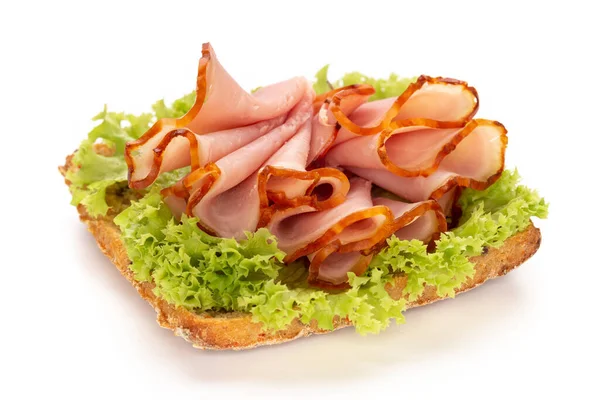 Sandwich Con Prosciutto Maiale Sfondo Bianco — Foto Stock