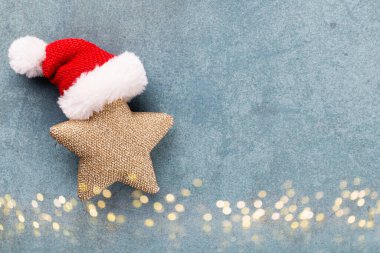 Altın yıldızlı Noel arkaplanı. Yeni Yıl Dekorasyonu. 