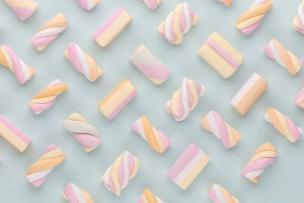 Fargerik Marshmallows Bakgrunn Topputsikt Flatsjikt – stockfoto