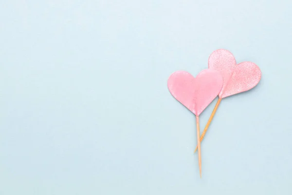 Cut Heart Shaped Paper Put Pastel Background Valentine Day Concepts — Stock Photo, Image