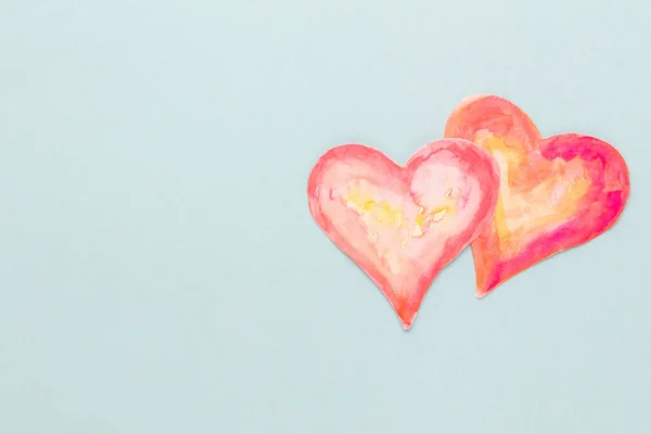 Skær Hjerteformet Papir Sat Pastel Baggrund Valentinsdag Begreber - Stock-foto