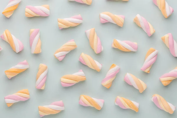 Fargerik Marshmallows Bakgrunn Topputsikt Flatsjikt – stockfoto