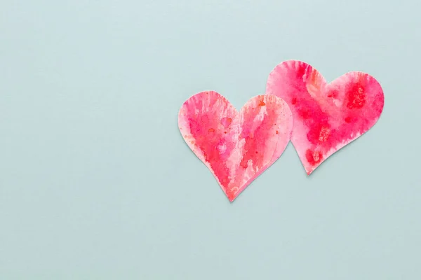 Knip Het Hartvormige Papier Zet Een Pastelachtergrond Valentijnsdag Concepten — Stockfoto