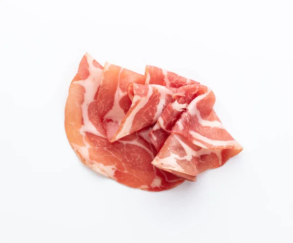 Italian Prosciutto Crudo Jerked Ham Isolated White Background — Stock Photo, Image