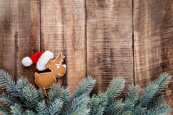 Вкусное Пряничное Печенье Рождественский Декор Фоне Пастели — стоковое фото