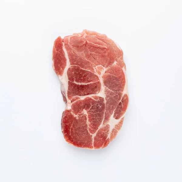 Carne Maiale Cruda Tagliata Fette Isolata Fondo Bianco — Foto Stock