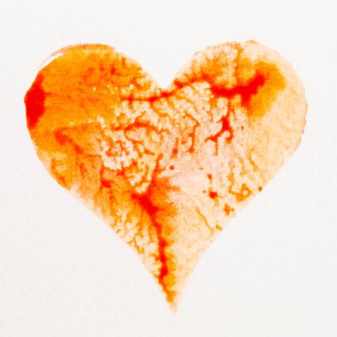 Suluboya kalp. Sevgililer Günü Kutlama kartı, aşk, ilişki, sanat, resim.