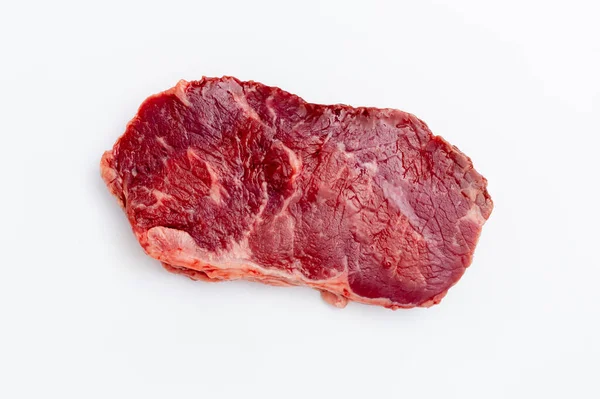 Bio Bistecca Fresca Isolata Fondo Bianco — Foto Stock