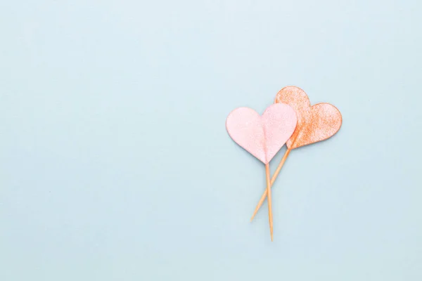 Knip Het Hartvormige Papier Zet Een Pastelachtergrond Valentijnsdag Concepten — Stockfoto