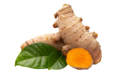 Zerdeçal, Curcuma longa Linn, rizom beyaz arkaplanda izole.