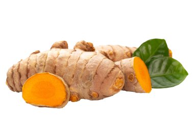 Zerdeçal, Curcuma longa Linn, rizom beyaz arkaplanda izole.