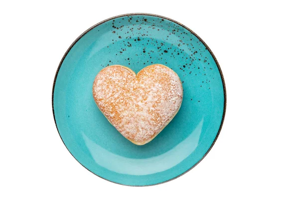 Kalp Şeklinde Çörekler Kalp Şeklinde Hamur Tatlısı Yapımı Kalp Beyaz — Stok fotoğraf