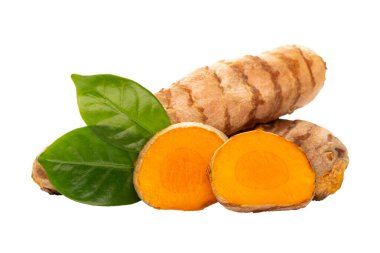 Zerdeçal, Curcuma longa Linn, rizom beyaz arkaplanda izole.