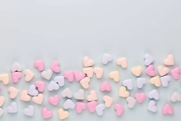 Contexte Saint Valentin Composition Avec Des Cœurs Bonbons Sur Fond — Photo