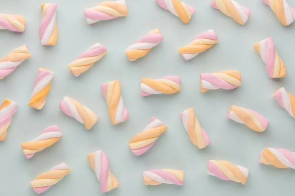 Fargerik Marshmallows Bakgrunn Topputsikt Flatsjikt – stockfoto