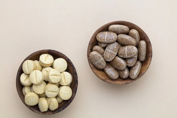 Vitamine Pil Tablet Mineraal Supplement Kruidengeneeskunde Poeder Uit Natuur Kruid — Stockfoto