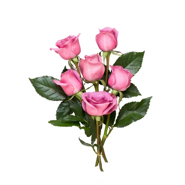 Blumen Grußkarte Rahmen Aus Rosa Rose Auf Grauem Hintergrund Flache — Stockfoto