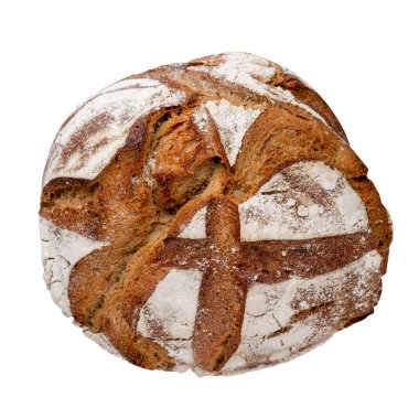 Koyu gri mutfak masasında taze pişmiş ekmek..