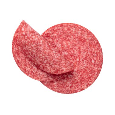 Beyaz arka planda izole edilmiş salam.