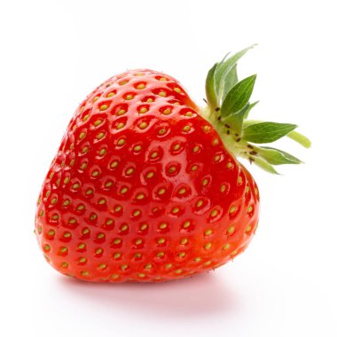 İzole edilmiş çilek. Tek çilekli meyve beyaz arkaplanda izole edilmiş, kırpma yolu ile - resim