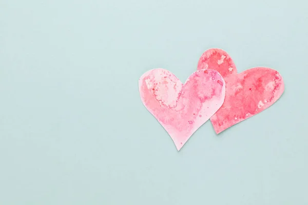 Cut Heart Shaped Paper Put Pastel Background Valentine Day Concepts — Stock Photo, Image