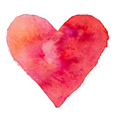 Suluboya kalp. Sevgililer Günü Kutlama kartı, aşk, ilişki, sanat, resim.