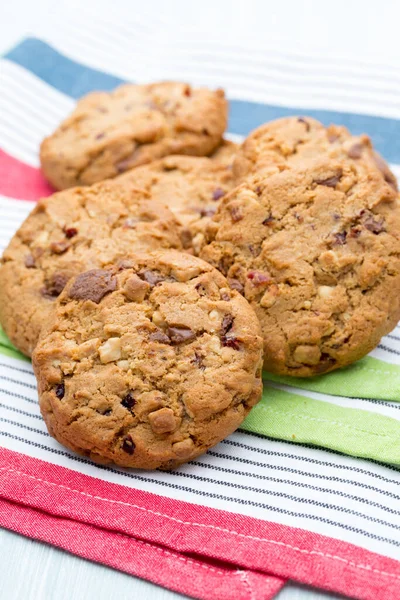 Chocolate Oatmeal Cookies Wooden Background — Stock Photo, Image