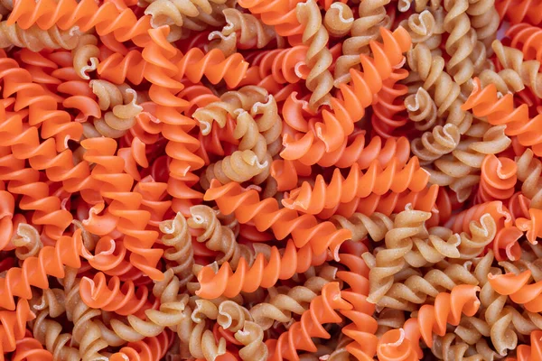 Whole Lentils Fusilli Pasta Background — Stock Photo, Image