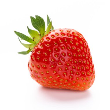 İzole edilmiş çilek. Tek çilekli meyve beyaz arkaplanda izole edilmiş, kırpma yolu ile - resim
