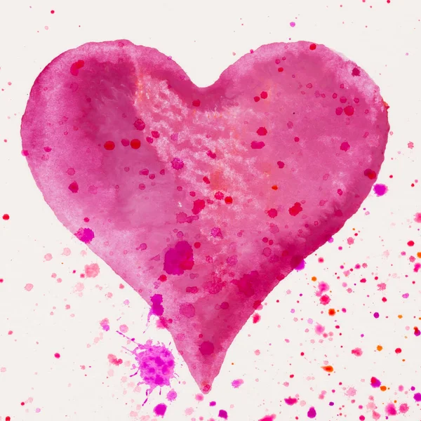 Suluboya kalp. Sevgililer Günü Kutlama kartı, aşk, ilişki, sanat, resim.