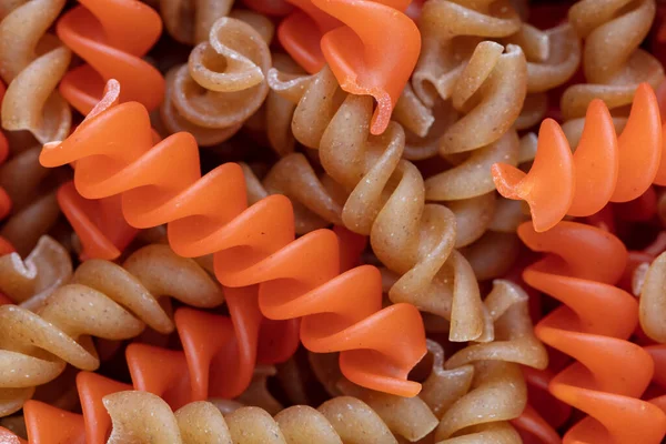 Whole Lentils Fusilli Pasta Background — Stock Photo, Image