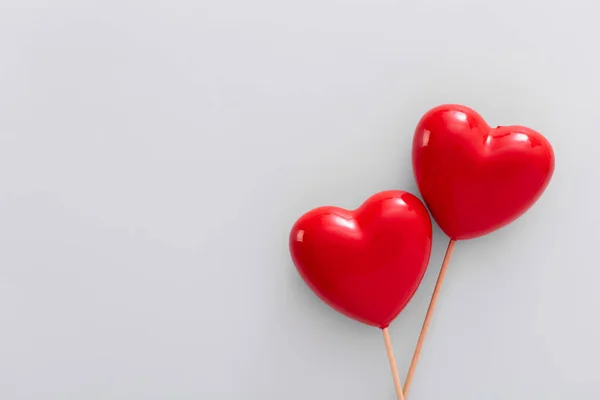 Valentines Day Background Two Red Hearts Pastel Background — Stockfoto