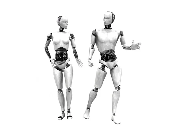 Man and woman cyber robots — Stock Photo, Image