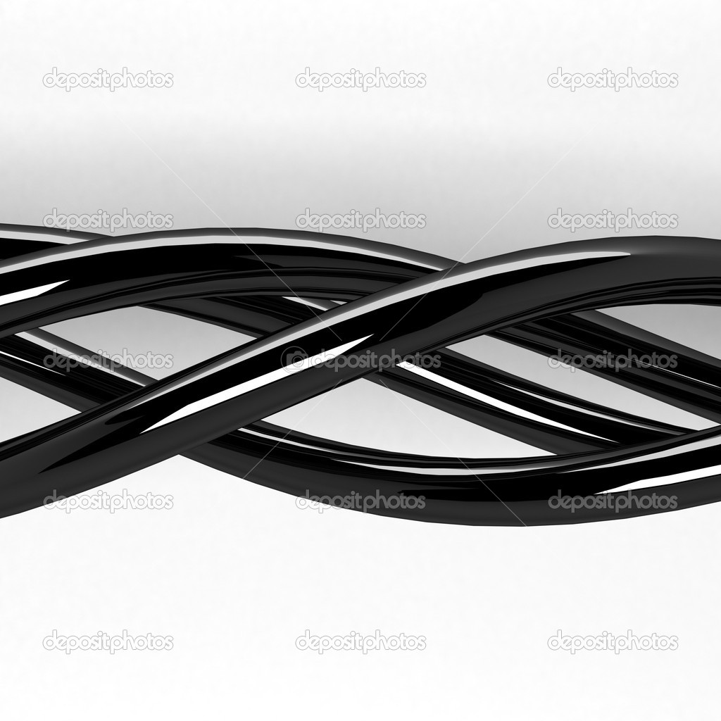 3d the abstract chromeplated intertwining threads on a light background