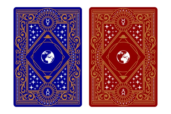 Květinové Geometrické Zadní Design Hraní Pokerové Karty Stock Ilustrace
