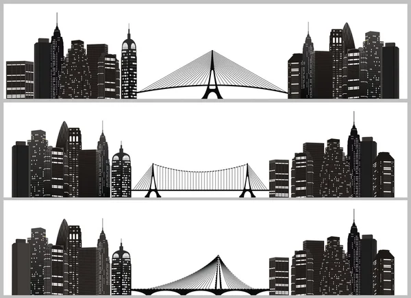 Silhouette der nächtlichen Stadt — Stockvektor