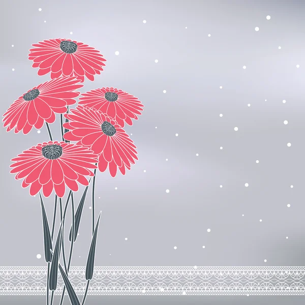 Flores rosadas sobre gris — Vector de stock