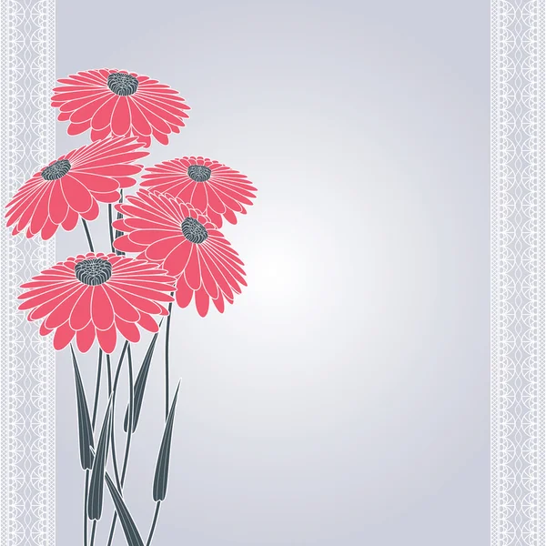 Pink flowers on gray — Stock Vector