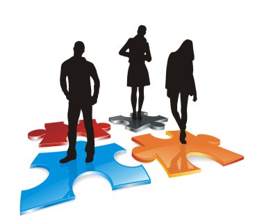 Bulmaca alanında Grup silhouettes