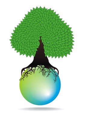 Green tree on water sphere clipart