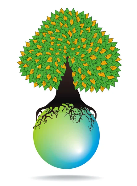 Green tree on water sphere — Stock Vector