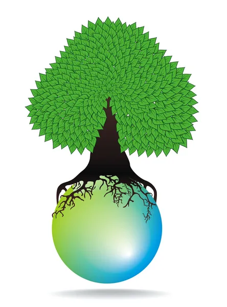 Arbre vert sur la sphère d'eau — Image vectorielle