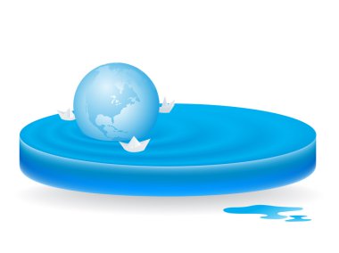 Kağıt gemi ile su dalgaları