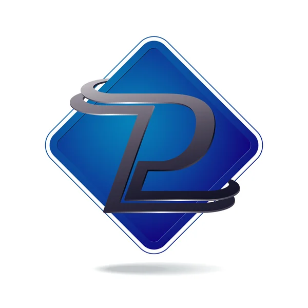 Blå ikon med bokstaven p — Stock vektor