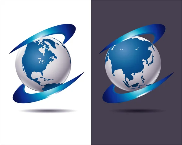 Globe ikon biru - Stok Vektor